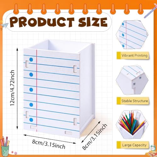 Crtiin 6 Pcs Notebook Shaped Pencil Holder for Back to School Decor