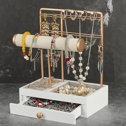 TANG SONG Jewelry Necklace Organizer Stand Storage Holder with Drawer