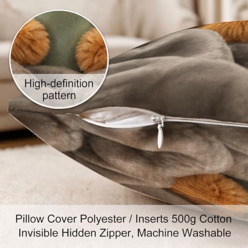 Throw Pillows Fluffy Orange Cat Pillow with Inserts 20x20 Inch