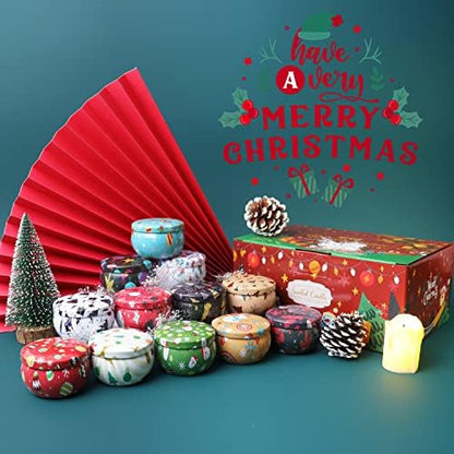 12PCS Christmas Scented Candles, 2.5OZ Jar Candles, 12 Christmas