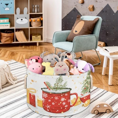 Christmas Tree Mug Gift Large Round Storage Basket, Collapsible