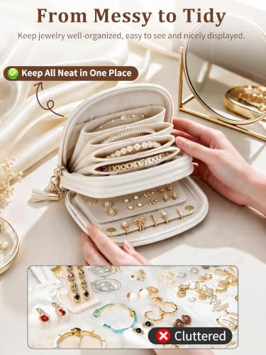 Travel Jewelry Case, 2-Layer Small Jewelry Bag, Organizer Pouch
