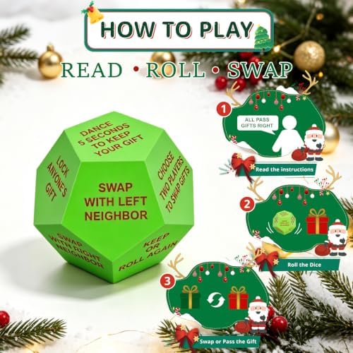 Santa Swap Gift Exchange Dice, Christmas Stocking Stuffers for Men