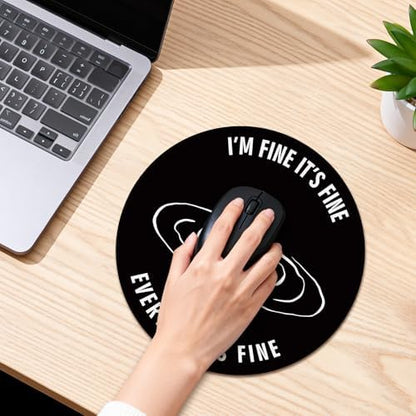 Round Mouse Pad 8x8in Non-Slip Rubber Base for Desk, OK Hand