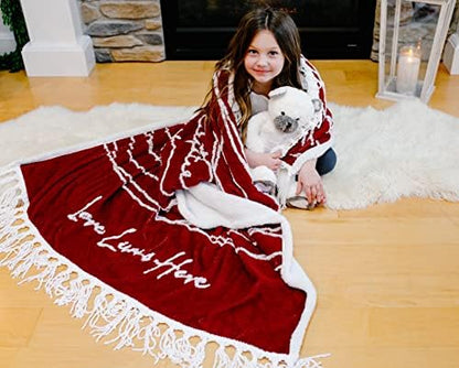 Pavilion Gift Company - Love Lives Here 50" x 60" Luxury Sherpa Tassel