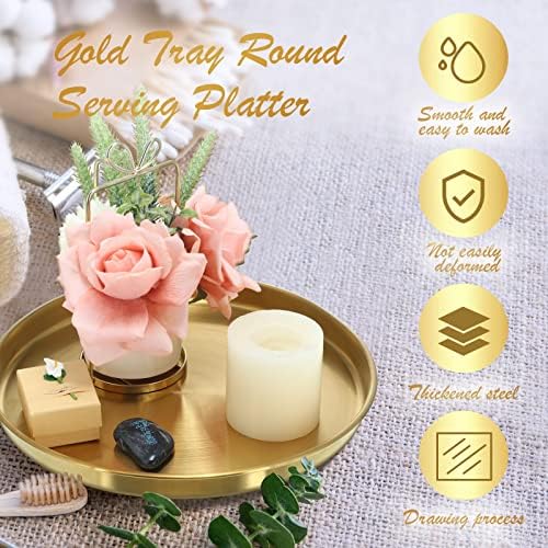 Thenshop 3 Pcs 12 Inch Gold Serving Tray Decorative