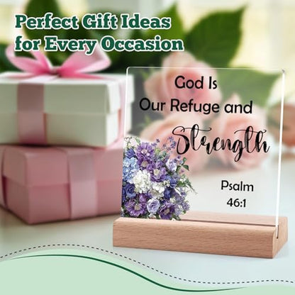 Bible Verse Quotes Desk Decor for Office Home Acrylic Sign With Wooden