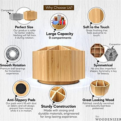 Bamboo Art Supply Organizer - Pencil & Pen Holder - Kids & Adults Desk