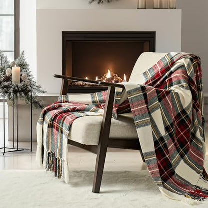 EverGrace Chenille Christmas Throw Blanket, 50"x60", White Stewart