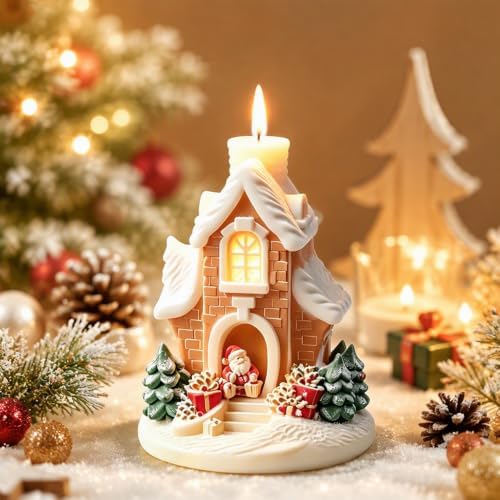 Christmas Silicone Molds Santa Claus Knocking Door Giving Gifts Candle