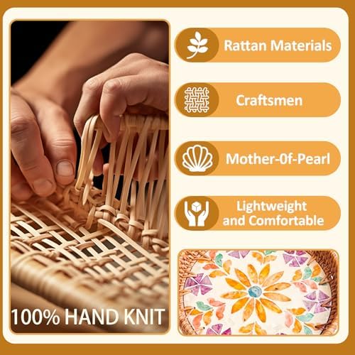 Joyeee 3 Pack Round Woven Tray, Large Medium Small Stackable Rattan