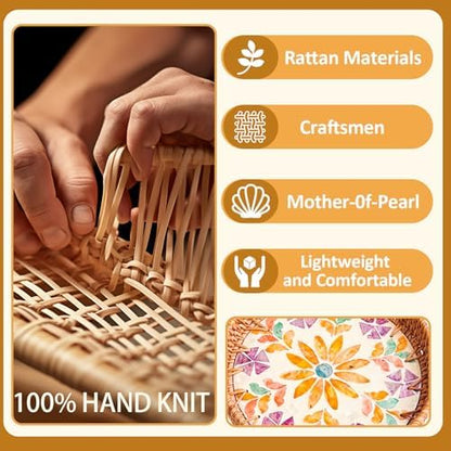 Joyeee 3 Pack Round Woven Tray, Large Medium Small Stackable Rattan