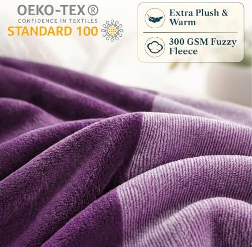 PAVILIA Purple Ombre Fleece Throw Blanket for Couch Sofa Bed, 50x60