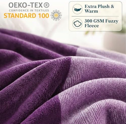 PAVILIA Purple Ombre Fleece Throw Blanket for Couch Sofa Bed, 50x60