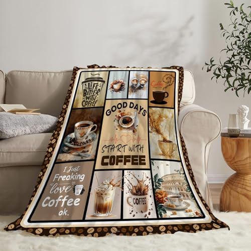 jerkboo Coffee Blanket Drink Cup Throw Blankets Gifts for Girls