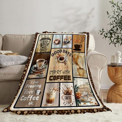Coffee Blanket Vintage Drink Cup Throw Blankets Gifts for Girls Boys