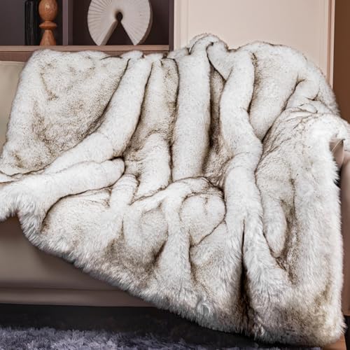 Touchat 1000GSM Faux Fur Throw Blanket, Super Thick Warm Cozy Heavy