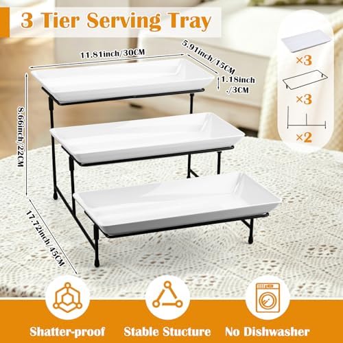 2 Set 3 Tiered Serving Trays & Platters for Serving Parties