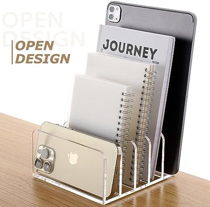 SANRUI Clear Mail Organizer Desk Sorter, Acrylic Letter File Holder