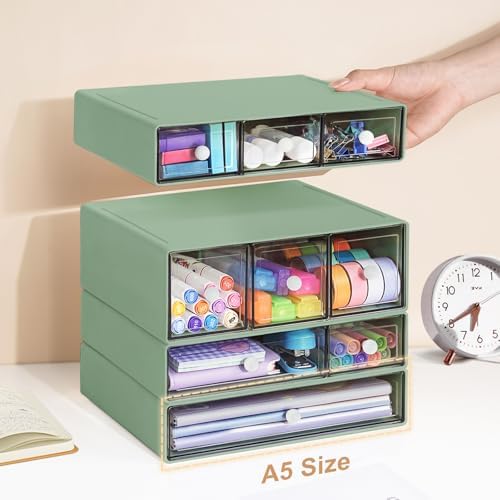 Desk Storage Organizer with 9 Drawers, 4 Tiers Stackable Desktop Craft