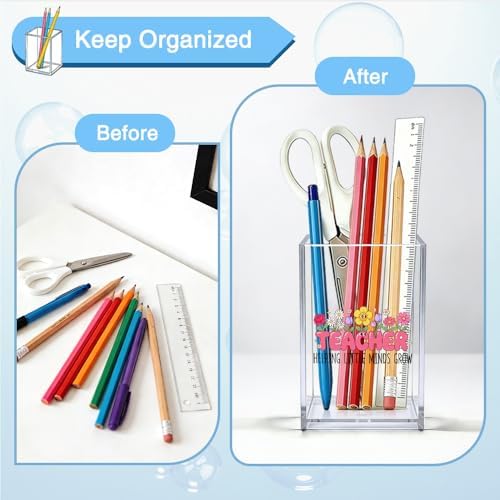 Teacher Helping Little Minds Grow Acrylic Organizer Pencil Pen Holder