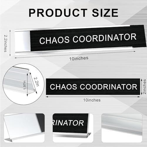3 Pcs Funny Desk Signs for Office, Novelty Nameplates,10" x 2",Black