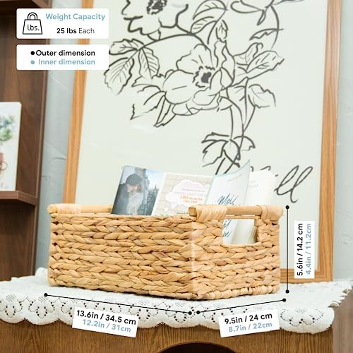 VATIMA Hyacinth Medium Wicker Basket 13.6x9.5x5.6" - With Handle