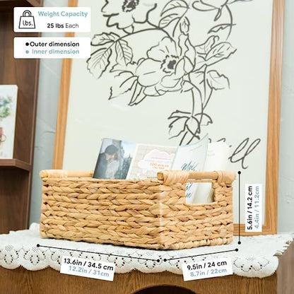 VATIMA Hyacinth Medium Wicker Basket 13.6x9.5x5.6" - With Handle