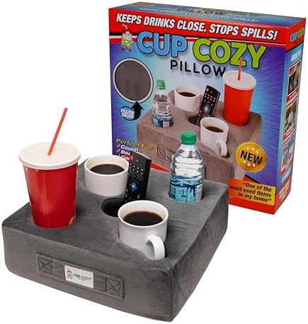 Cup Cozy Deluxe Pillow (Gray) *As Seen on TV* -The World's Best Couch