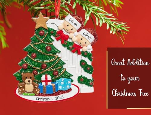 Personalized Peeking Couple Christmas Ornament 2026 | Our First
