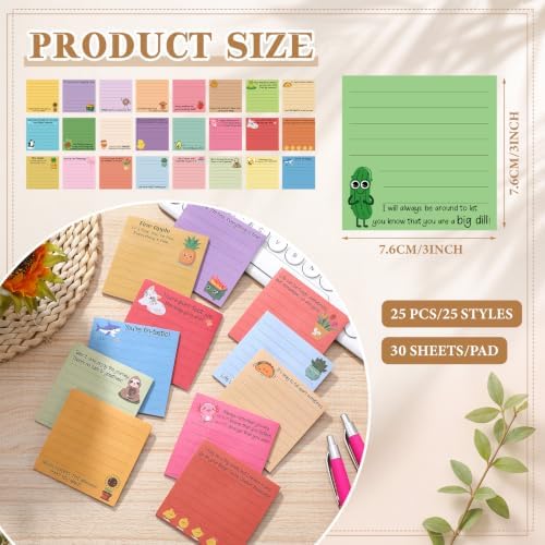 AmazingSpark 25 Pads Inspirational Sticky Notes, 3x3'', 25 Style