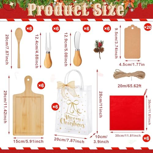 Acellegic 6 Sets Christmas Cheese Cutting Board Gift Set