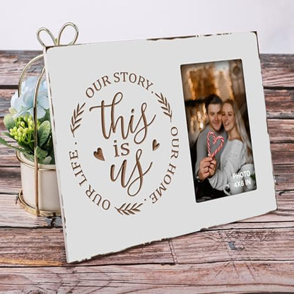 Buecasa Wooden White Rustic Engraved This Is Us Picture Frames 4x6