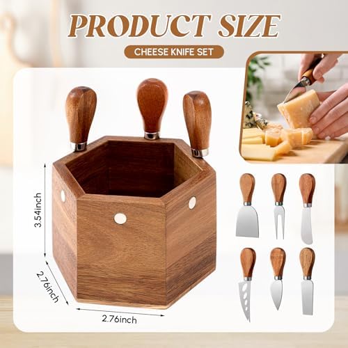 Hushee 6 Pcs Charcuterie Cheese Serving Knife Set with Magnetic Wooden