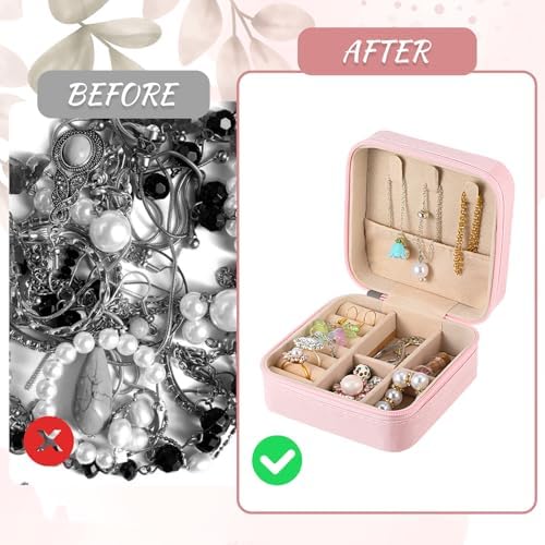 SHENLIU 12 Pcs Mini Pink Travel Jewelry Case Bridesmaid Proposal Gift