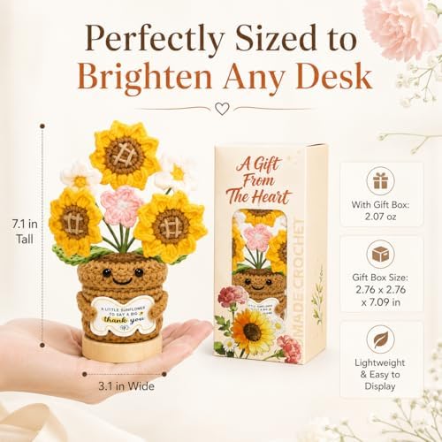 Thank You Gifts for Women Men – Teacher Appreciation Crochet Flower