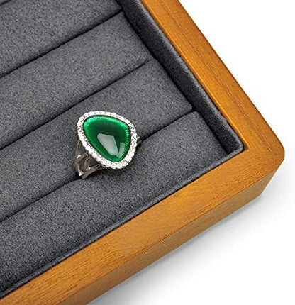 Oirlv Solid Wood Jewelry Box, Ring Earrings Organizer Tray with Lid
