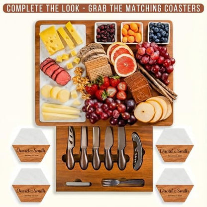 Personalized Charcuterie Board Set with Stainless Steel Knives