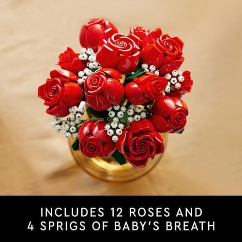 LEGO Botanicals Bouquet of Roses Artificial Flowers - Fake Red Roses