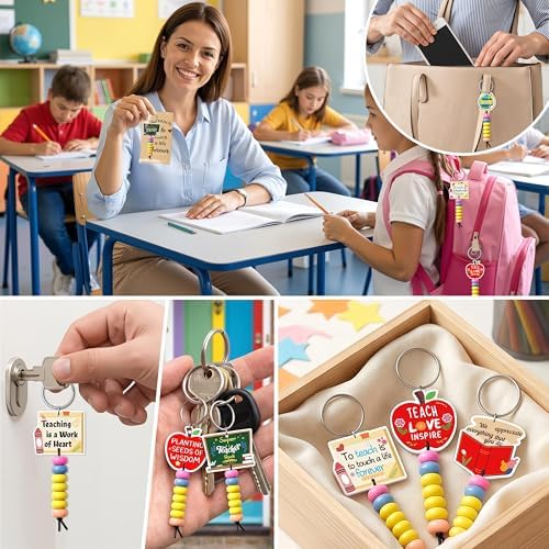 25 Sets Teacher Appreciation Week Gifts Bulk – Acrylic Apple Keychain
