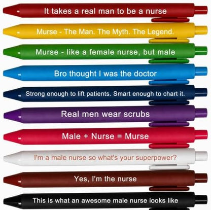 10PC Male Nurse Pens Bulk Gift Set Cute Funny RN CNA Nurses Week