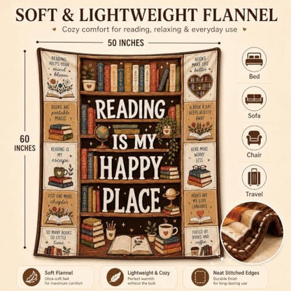 Book Lovers Gifts Reading Blanket 50×60in Bookworm Throw Blanket