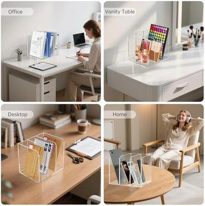 Acrylic Desk Organizer Book Organizer, Magazine File Holder, Vertical
