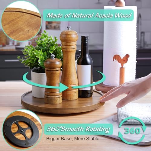 10" Acacia Wood Lazy Susan Turntable Organizer for Cabinet, Round