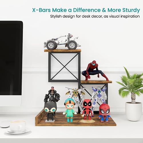 ELITEROO Desk Shelf Organizer, Wood Desktop Organizer Small Bookshelf