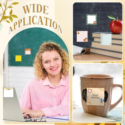9 Pads Teacher Sticky Notes, 3x3 Inch Cute Stick Notepads