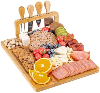 AISOSO Charcuterie Boards,Personalized Bamboo Cheese Board Set with 4