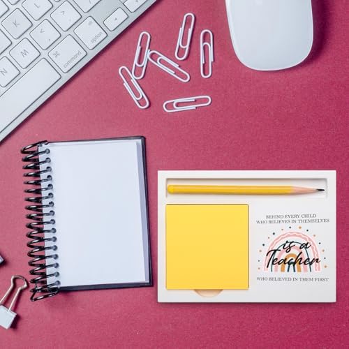 Teacher Appreciation Gift, Rainbow Wooden Sticky Note Holder for Desk.