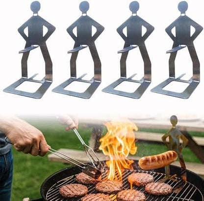 OYASUMI Funny BBQ Man Hot Dog Holders, 4 PCS Reusable Stainless Steel