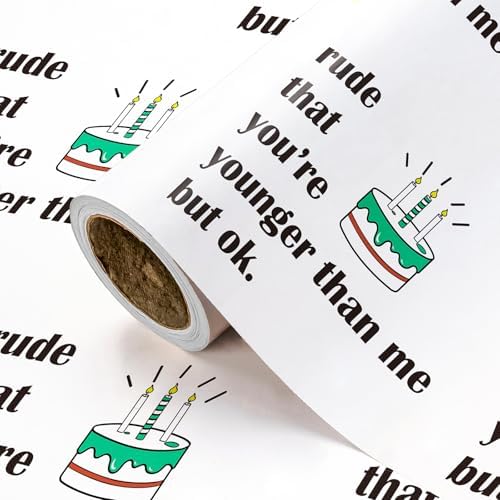 WRAPAHOLIC Funny Birthday Wrapping Paper Roll - Mini Roll - 17 Inch x